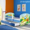 Dječji krevet ACMA s motivom, bočna plava + ladica 140x70 cm 29 Aeroplane