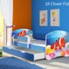 Dječji krevet ACMA s motivom, bočna plava + ladica 140x70 cm 28 Clown Fish