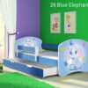 Dječji krevet ACMA s motivom, bočna plava + ladica 140x70 cm 26 Blue Elephant
