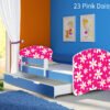 Dječji krevet ACMA s motivom, bočna plava + ladica 140x70 cm 23 Pink Daisy