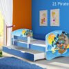 Dječji krevet ACMA s motivom, bočna plava + ladica 140x70 cm 21 Pirates