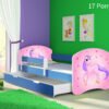 Dječji krevet ACMA s motivom, bočna plava + ladica 140x70 cm 17 Pony