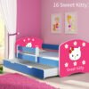 Dječji krevet ACMA s motivom, bočna plava + ladica 140x70 cm 16 Sweet Kitty 2