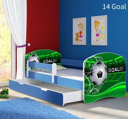 Dječji krevet ACMA s motivom, bočna plava + ladica 140x70 cm 14 Goal