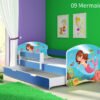 Dječji krevet ACMA s motivom, bočna plava + ladica 140x70 cm 09 Mermaid
