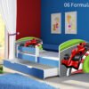 Dječji krevet ACMA s motivom, bočna plava + ladica 140x70 cm 06 Formula 1