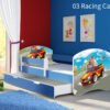 Dječji krevet ACMA s motivom, bočna plava + ladica 140x70 cm 03 Racing Car