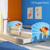 Dječji krevet ACMA s motivom, bočna sonoma + ladica 140x70 cm 19 Superhero
