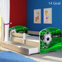 Dječji krevet ACMA s motivom, bočna sonoma + ladica 140x70 cm 14 Goal