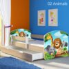 Dječji krevet ACMA s motivom, bočna sonoma + ladica 140x70 cm 02 Animals
