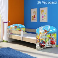 Dječji krevet ACMA s motivom, bočna sonoma 180x80 cm 36 Vatrogasci