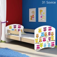 Dječji krevet ACMA s motivom, bočna sonoma 180x80 cm 31 Owls