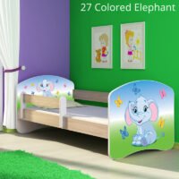 Dječji krevet ACMA s motivom, bočna sonoma 180x80 cm 27 Colored Elephant