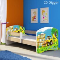 Dječji krevet ACMA s motivom, bočna sonoma 160x80 cm 20 Digger