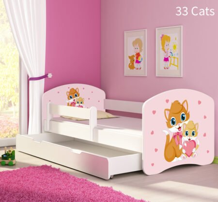 Dječji krevet ACMA s motivom, bočna bijela + ladica 180x80 cm 34 Farm