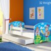 Dječji krevet ACMA s motivom, bočna bijela + ladica 180x80 cm 32 Knight