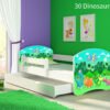 Dječji krevet ACMA s motivom, bočna bijela + ladica 180x80 cm 30 Dinosaurs