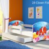 Dječji krevet ACMA s motivom, bočna bijela + ladica 180x80 cm 28 Clown Fish