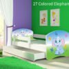 Dječji krevet ACMA s motivom, bočna bijela + ladica 180x80 cm 27 Colored Elephant