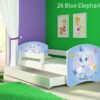 Dječji krevet ACMA s motivom, bočna bijela + ladica 180x80 cm 26 Blue Elephant
