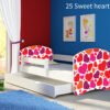 Dječji krevet ACMA s motivom, bočna bijela + ladica 180x80 cm 25 Sweet hearts