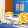 Dječji krevet ACMA s motivom, bočna bijela + ladica 160x80 cm 24 Orange Daisy