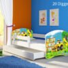 Dječji krevet ACMA s motivom, bočna bijela + ladica 180x80 cm 20 Digger