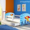 Dječji krevet ACMA s motivom, bočna bijela + ladica 180x80 cm 19 Superhero