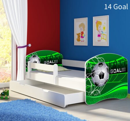 Dječji krevet ACMA s motivom, bočna bijela + ladica 180x80 cm 14 Goal