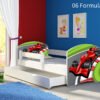Dječji krevet ACMA s motivom, bočna bijela + ladica 180x80 cm 06 Formula 1