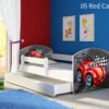 Dječji krevet ACMA s motivom, bočna bijela + ladica 180x80 cm 05 Red Car