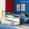 Dječji krevet ACMA s motivom, bočna bijela + ladica 180x80 cm 04 Blue Car