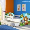Dječji krevet ACMA s motivom, bočna bijela + ladica 180x80 cm 02 Animals