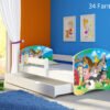 Dječji krevet ACMA s motivom, bočna bijela + ladica 160x80 cm 34 Farm