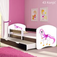 Dječji krevet ACMA s motivom, bočna wenge + ladica 160x80 cm 43 Konjić
