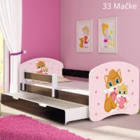 Dječji krevet ACMA s motivom, bočna wenge + ladica 140x70 cm 33 Cats