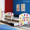 Dječji krevet ACMA s motivom, bočna wenge + ladica 140x70 cm 31 Owls