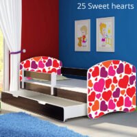 Dječji krevet ACMA s motivom, bočna wenge + ladica 180x80 cm 25 Sweet hearts