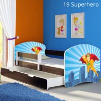 Dječji krevet ACMA s motivom, bočna wenge + ladica 140x70 cm 19 Superhero