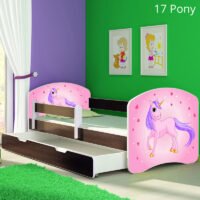 Dječji krevet ACMA s motivom, bočna wenge + ladica 140x70 cm 17 Pony