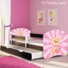 Dječji krevet ACMA s motivom, bočna wenge + ladica 140x70 cm 10 Pink Teddy Bear