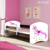 Dječji krevet ACMA s motivom, bočna wenge 140x70 cm 43 Konjić
