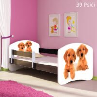 Dječji krevet ACMA s motivom, bočna wenge 140x70 cm 39 Psići