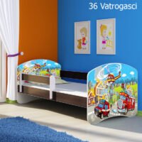 Dječji krevet ACMA s motivom, bočna wenge 140x70 cm 36 Vatrogasci