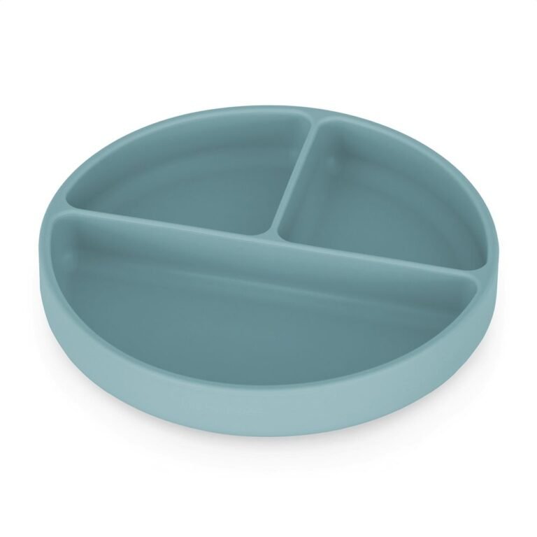 PETITE&MARS Silikonski okrugli tanjur s odjeljcima i vakuumom 6 m+ Take&Match, Frosted Sky