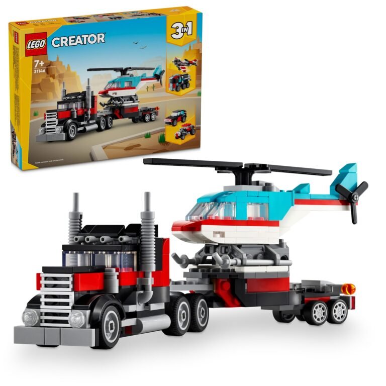 LEGO® CREATOR 31146 Kamion s ravnom prikolicom i helikopter