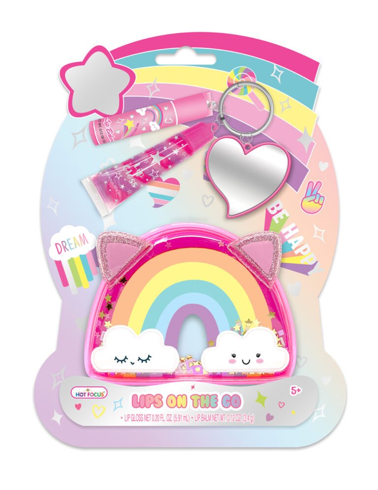 HOT FOCUS set sjajilo i balzam s privjeskom i torbicom Rainbow 91341