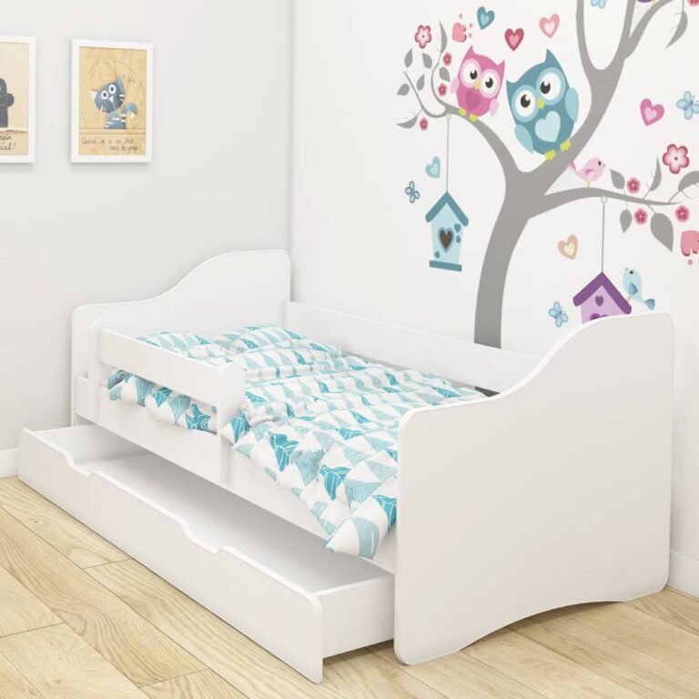 Dječji krevet ACMA III bez motiva, bočna bijela + ladica 160x80 cm